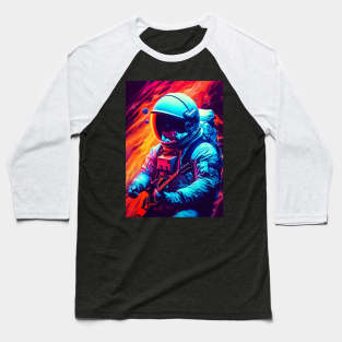 Neon Astronaut Space Galaxy Baseball T-Shirt